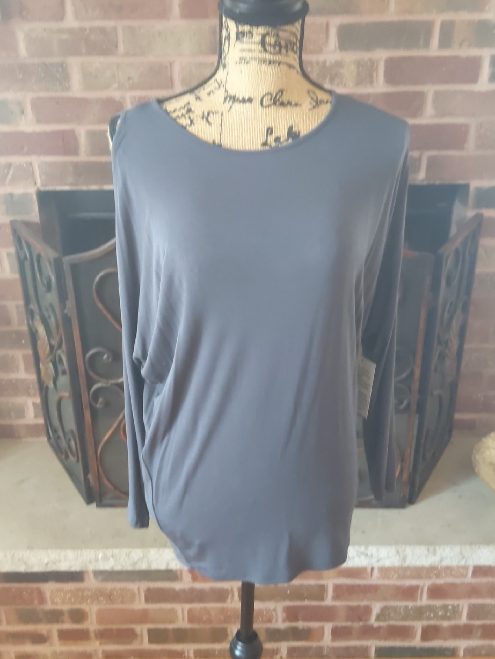 Maette Charcoal Open Shoulder Top Size XS